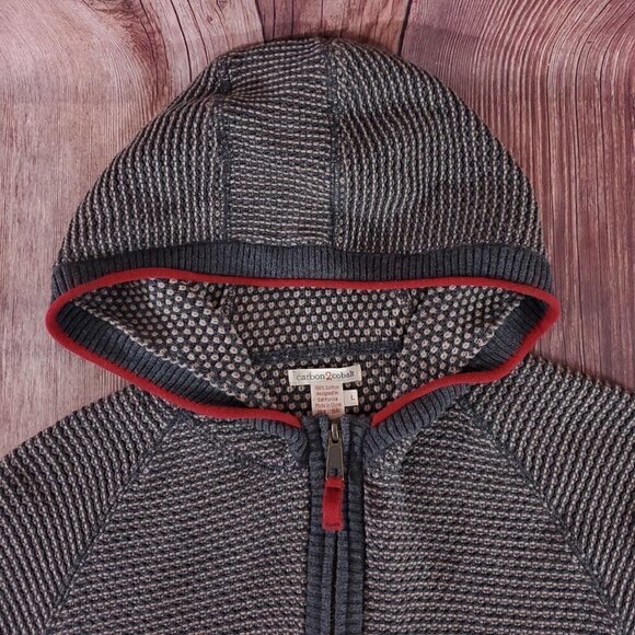 Carbon 2 Cobalt Mens Large Bark Oslo 1/4 Zip Pullover Knit Hoodie Sweater 155117 - Picture 2 of 11